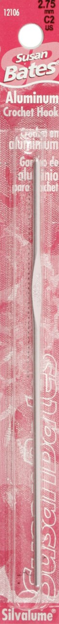 Susan Bates Silvalume Aluminum Crochet Hook 5.5"-Size C2/2.75mm